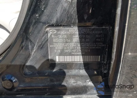 2007 Hyundai Sonata Limited/Se V6 из США, поврежденный, VIN 5NPEU46F27H251614